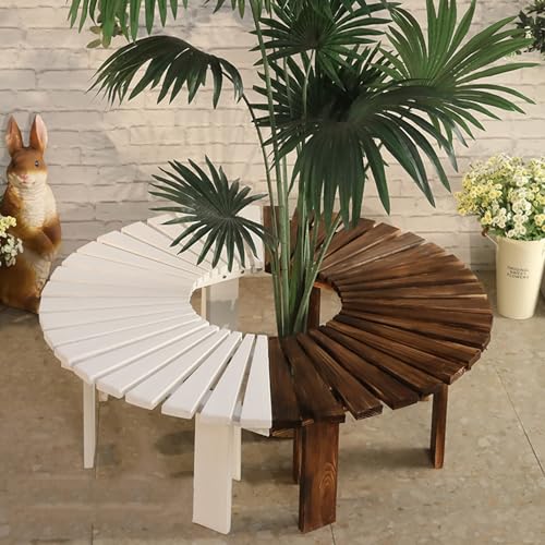 Banc de parc en bois massif semi-cercle extérieur bleu - 4