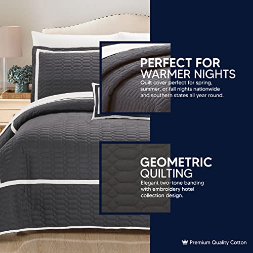 Chic Home 8 Piece Mesa Hotel Collection 2 Tone Banded Geometrical Embroidered, Bag, Sheets Queen Quilt Set Yellow Shams And Decorative Pillows Included #TOP2