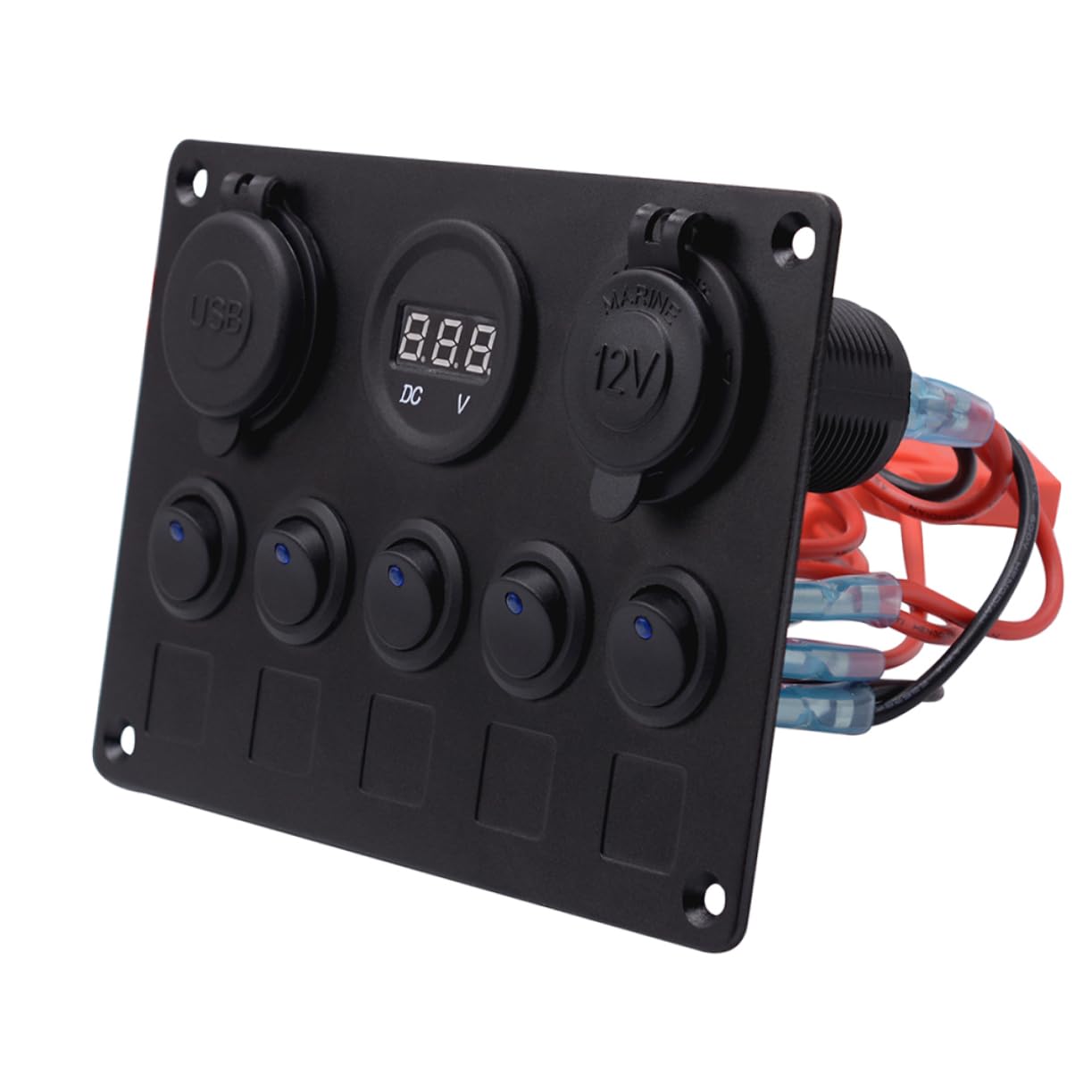 Switch Panels Position Rocker Panel Lighter Socket USB Car Charger Voltmeter for Boat Rv