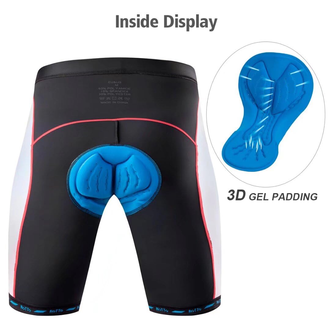 ROTTO Pantaloncini Ciclismo Uomo Pantaloncini Bici con Imbottiti Gel Confortevole