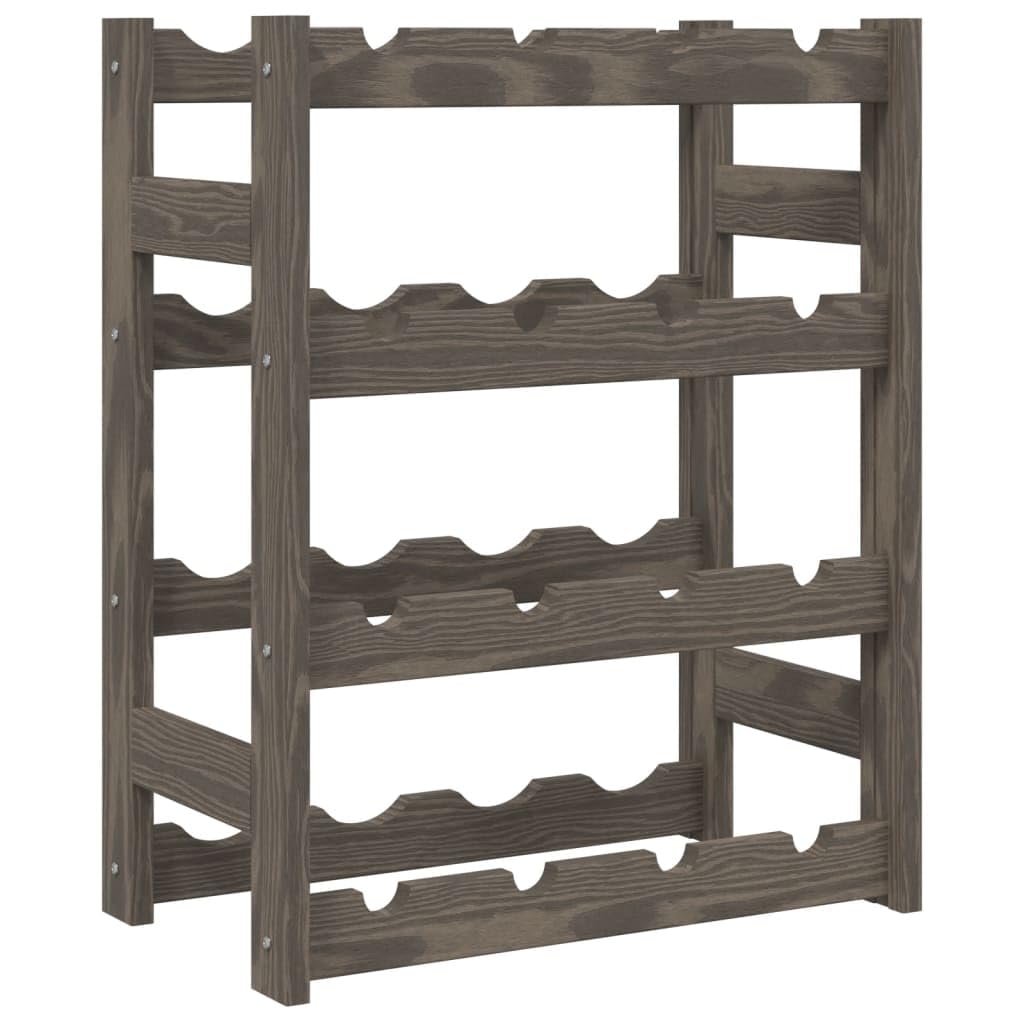 Weinregal Flaschenregal aus massivem Kiefernholz grau, 4 Ablagen, 16 Flaschen, Weinschrank Standregal für Küche, Esszimmer, Keller, Bar, Speisekammer mit platzsparender Lagerung