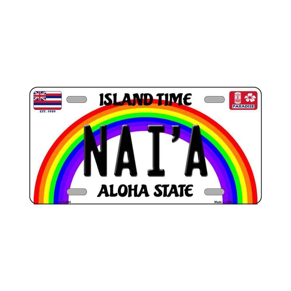 Naia Metal License Plate Tag 6" x 12" License Plate Universal Size Car Tag Weather Proof Covers with Hardware Screws Nuts Caps Accessories