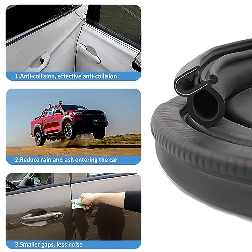 Image of 20Ft Car Door Seal Strip,U-Shaped Automotive Weather Stripping Rubber Seal Strip with Metal Clips,Universal Push-in Car Door Edge Guards Fits Car Truck Boat RV Home (20Ft)
