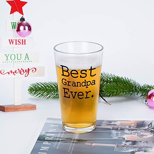 Modwnfy Best Grandpa Ever Beer Glass, Great Grandpa Beer Pint Glass For Men Grandpa Grandfather Husband Friend, Perfect Father Gift Idea For Christmas Birthday Father’s Day Retirement, 15 Oz #TOP5