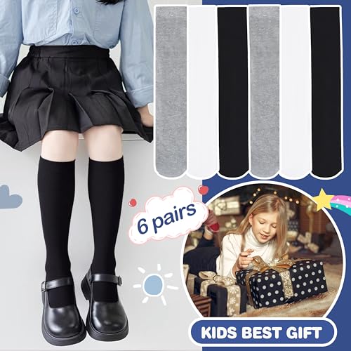 Image of MOGGEI 6 Pairs Kids Girls Knee High Socks Gift Long Crazy Silly Tall Funny Boot Cute Animal Child Fun Socks