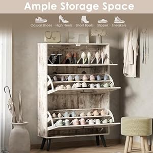 Mu shoe cabinet storage for entryway shoe organizer with 2 flip drawers hidden shoe cabinet slim enclosed shoe rack white  urban country home decor