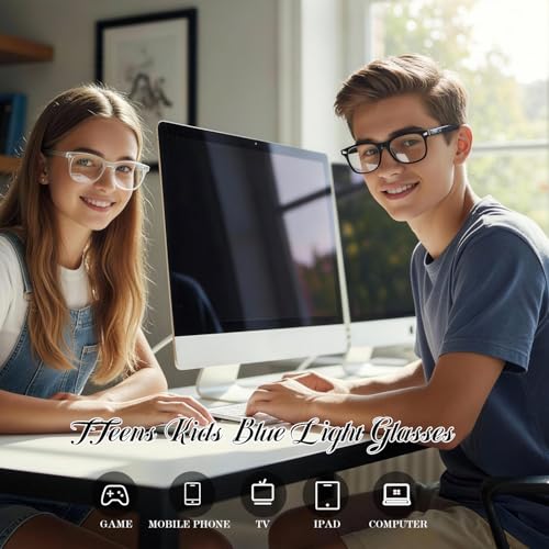 Image of Blue Light Blocking Glasses for Kids Boys Girls Computer Glasses TR90 Unbreakable Anti-Glare UV400 age 2-18