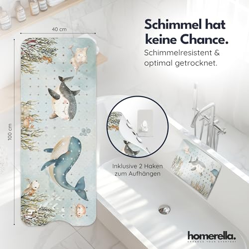 homerella® Kinder Badewannenmatte rutschfest 100x40cm, INKL. Haken, rutschfeste Badematte BPA frei, Duschmatte rutschfest, Antirutschmatte Badewanne Baby, Rutschmatte Badewanne, schimmelresistent