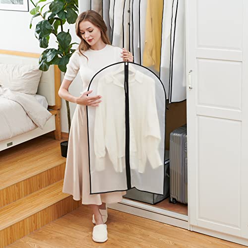 GoMaihe 12 Stück Kleidersack Anzug Lange, 60 x 120/100cm Schwarz Rand Transparent Anzugtasche Kleidersäcke, Kleiderhülle Anzugsack Abendkleid Brautkleid Mäntel Hemden Mottenschutz Wasserdicht, MEHRWEG