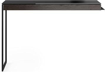 BDI Furniture Sequel 20 6112 Office Desk Return, 42" x 18" for use on Left Side or Right Side of Sequel 6101 Office Desk, with Satin-Etched Tempered Glass Top, Charcoal Stained Ash, Black