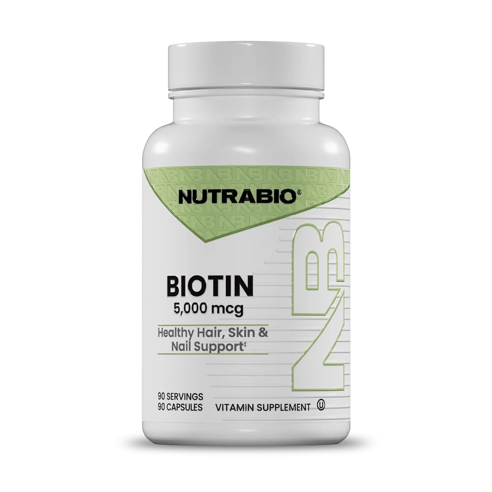 NutraBio Biotin 5000mcg, 90 Vegetable Capsules