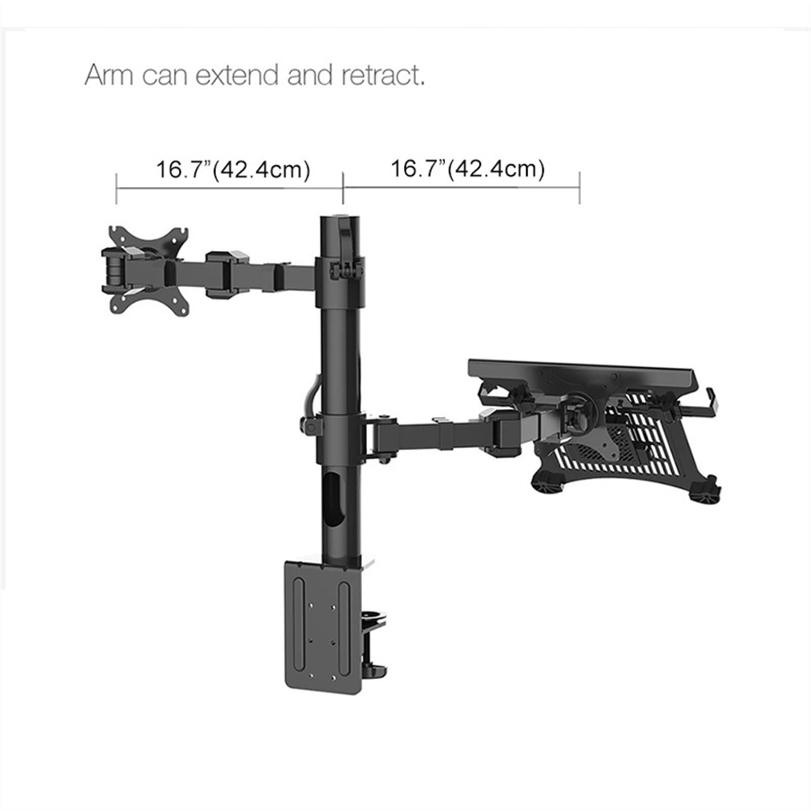 Supporto per Monitor per Laptop e Monitor a Doppio Braccio per impieghi gravosi, Bracci Regolabili in Altezza a Movimento Completo, Monta Laptop da 11-15,6" e Monitor da