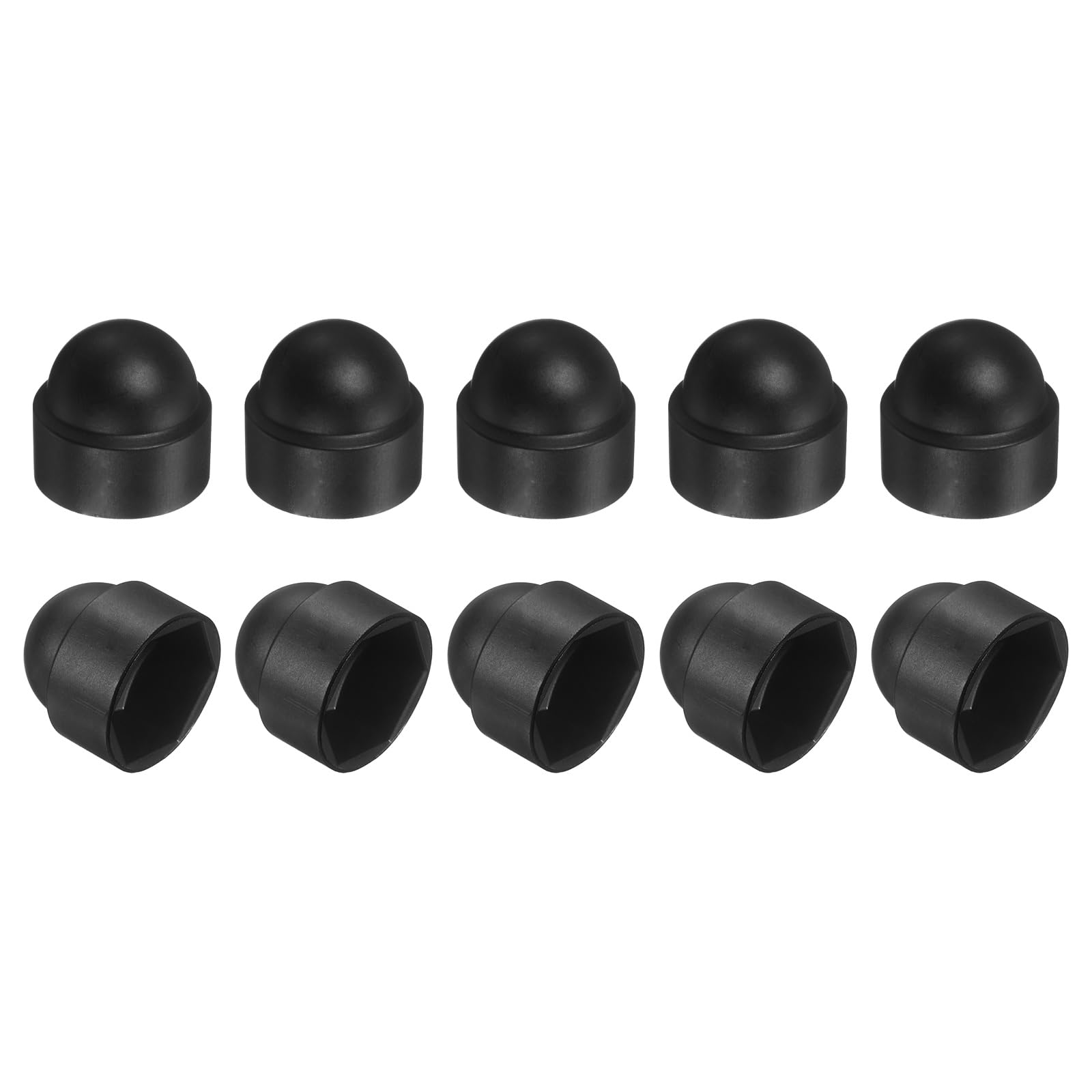 sourcing map Nut Protection Cap, 10Pcs M14x21x24mm - Plastic Hexagonal Screw Protection Cap, Dome Acorn Hex Head Bolt Covers, Waterproof Decorative Caps (Black) — image 1