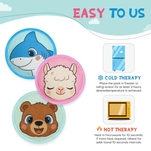 Image of Large Kids Ice Packs for Boo Boos with Strap, 3 Packs Cute Reusable Hot Cold Gel Packs for Kid's Fever,Pain Relief,Wisdom Teeth,First Aid and Neck, Head, Arms, Legs Injuries