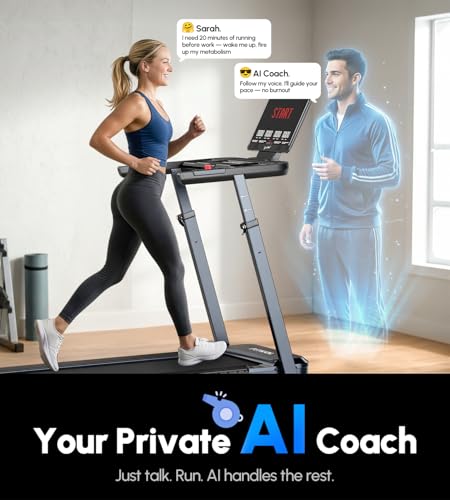 Image of AI-Adaptive Smart Home Treadmill - Auto Speed & Incline Adjustment, Smart Heart Rate Control, Real-Time AI Running Coach, 5.0HP Motor, 440lb Capacity, No Subscription Required, NB6 (Black-Blue)