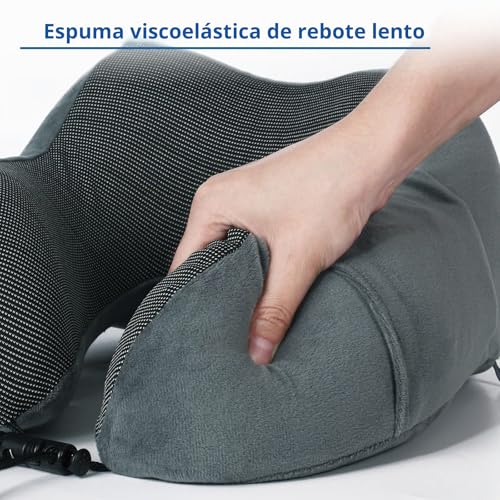 Miniatura 5 de Almohada De Viaje Para Cuello, Almohada Cervical Para Oficina Avión Tren Coche Viajando, Almohada Cuello Viscoelastica De Espuma Memoria, Cojin De Viaje Cuello Con Máscara De Ojos, Tapones Y Bolsa