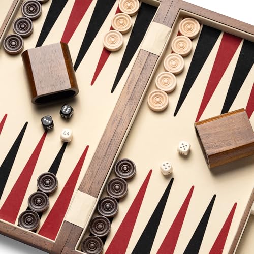 Jeu de backgammon en noyer de 36 cm avec jetons effet corne - 2