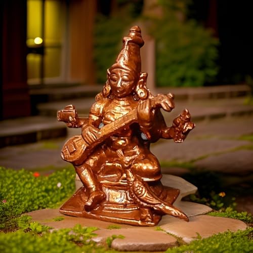 Image of Goddess Saraswathi Murti Copper - 1.6 in - Pack of 1