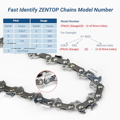 Image of 12 Inch Chainsaw Chain, 3 /8 inch LP Pitch .050 inch Gauge 44 Drive Links, Germany Steel Anti-Kickback Replacement for Stihl MS170, MS180, MS250, 63PM3-44, 63PM-44, 3-Pack