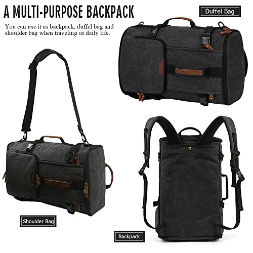 G-FAVOR 40L Travel Backpack, Vintage Canvas Rucksack Convertible Duffel Bag Carry On Backpack Fit for 17.3 Inch Laptop Bag
