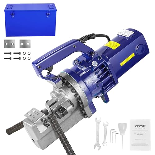 Image of VEVOR Electric Hydraulic Rebar Cutter 1700W 110V - Portable, Cuts #8 4-25mm Rebar in 5 Seconds, with Stainless Steel Carry Case