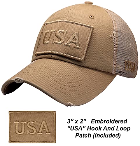 Image of Antourage American Flag Unconstructed Unisex Mesh Snapback Baseball Hat Cap for Men and Women +2 Patriotic Patches Included