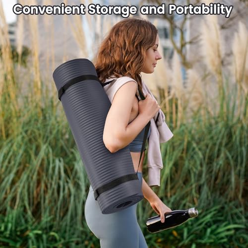 Image of BalanceFrom GoYoga All-Purpose 1 /2-Inch Extra Thick High Density Anti-Tear Exercise Yoga Mat with Carrying Strap
