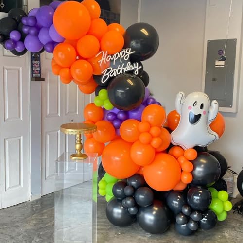 Image of Halloween Balloons Arch Kit, Black Orange and Purple Green Balloons