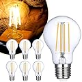 Ivyemons A19 E26 Edison Bulb, 6 Pack High Output Dimmable A19 Vintage Light Bulb 806LM 2700K Warm White 8W, Equal 60W, CRI 85+ E26 Base, Clear Glass A 19 Filament LED Bulb for Chandelier, Pendant