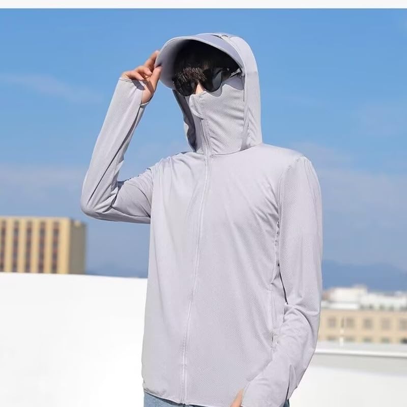 Image of Men and Women's UV Protection Jacket with Detachable Hood and Large Brim for Summer