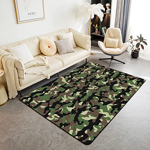 Loussiesd Camouflage Teppich 100x150cm Camo Teppiche Matte für Wohnzimmer Schlafzimmer In- &...
