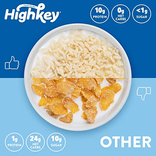 HighKey Keto Protein Breakfast Cereal - 0 Net Carb & Zero Sugar, Grain & Gluten Free Cereals Snack - Non GMO Food - Paleo, Diabetic, Ketogenic Diet Friendly Flakes - Healthy Grocery Foods - Frosted