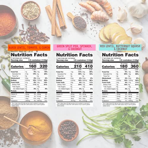 Image of Maya Kaimal Foods - Organic Indian Everyday Dal - Variety Pack 10oz - Red Lentil, Black Lentil, Green Split Pea - Fully Cooked - Vegan - Microwavable - Ready to Eat Meals - Pack of 3