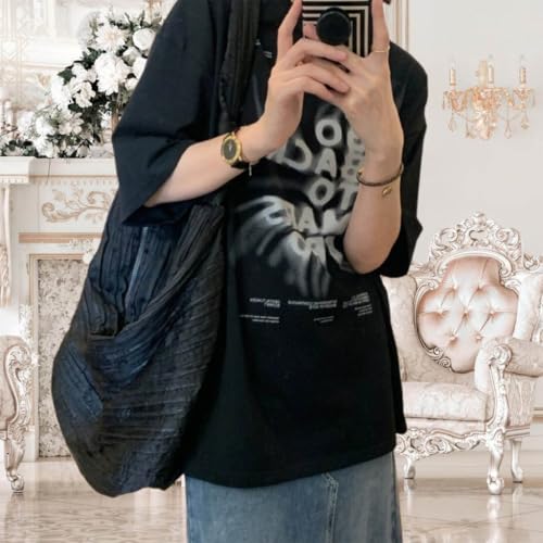 Women Casual Oversized Crossbody Bag with Large Capacity for Daily Use and Travel Canvas Ruched Shoulder Handbag Daypack4