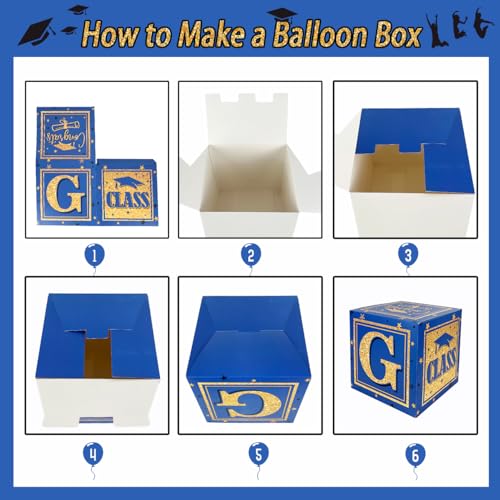 Image of 2026 Graduation Decorations Blue Class of 2026 Decorations Royal Blue and Gold Balloon Boxes with inchGRAD inch and inchCLASS OF 2026 inch Letters Graduation Boxs for High School and College Grad Announcements