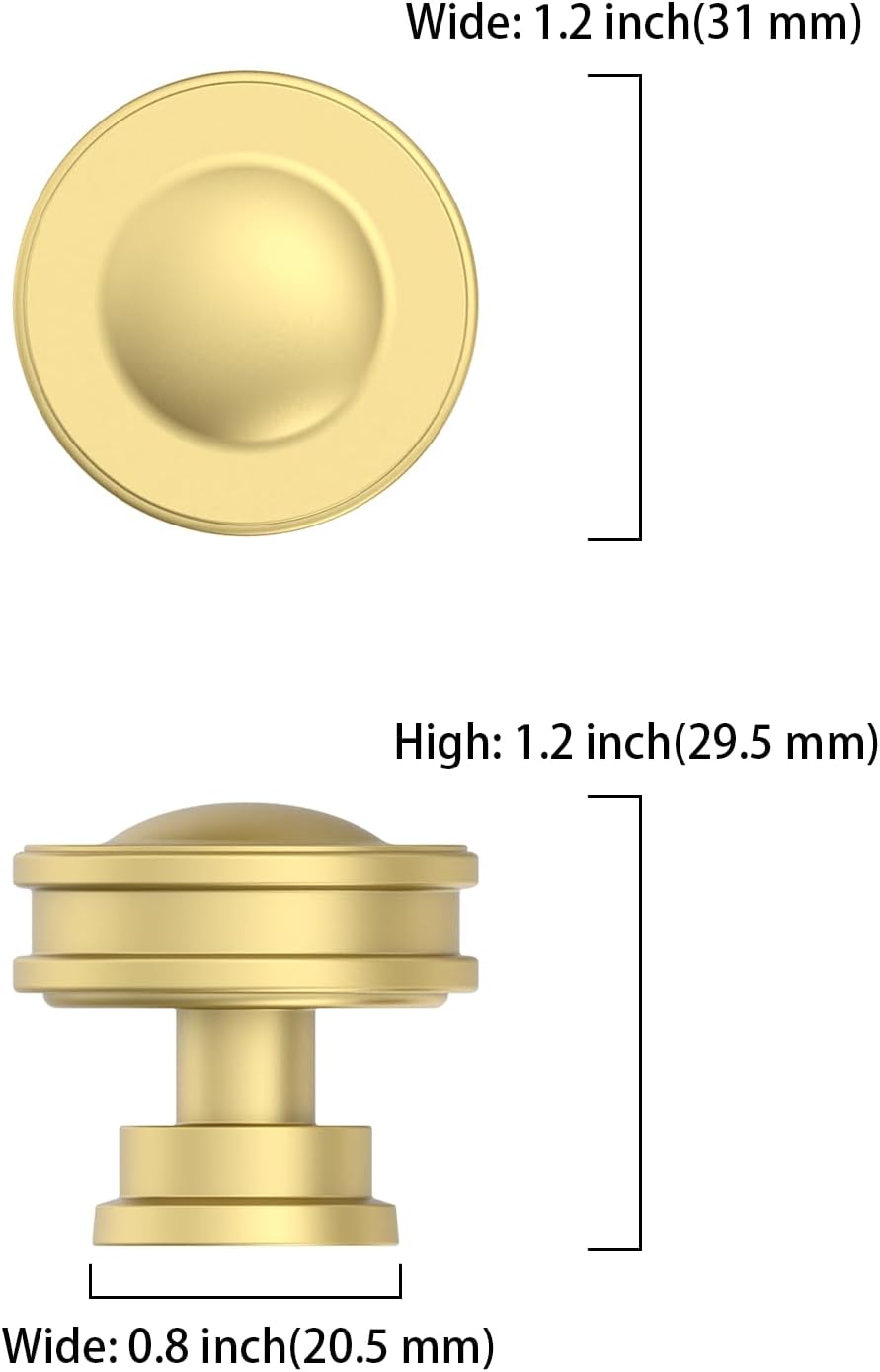 Asidrama 10 Pack Brushed Gold Cabinet Knobs Kitchen Drawer Pulls Gold Hardware for Cabinets Dresser Zinc Knob