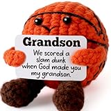 YUEYUQIU Gifts for Grandson from Grandma Grandpa - Handmade Crochet Basketball, Graduation Birthday Xmas Presents for Him, Best Grandson Ever Gift - Christmas Stocking Stuffer Gifts for Grandsons