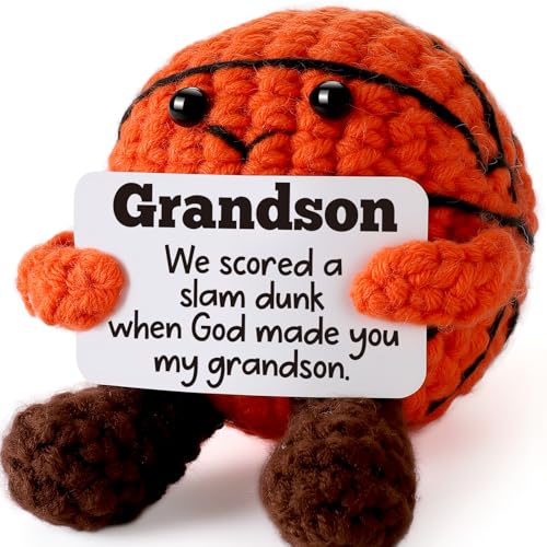 YUEYUQIU Gifts for Grandson from Grandma Grandpa - Handmade Crochet Basketball, Graduation Birthday...
