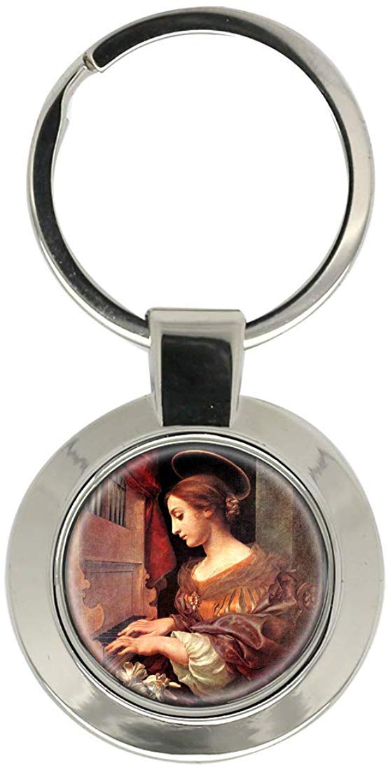Giftshop Uk Silberfarbenes Metall St. Cecilia Key Ring