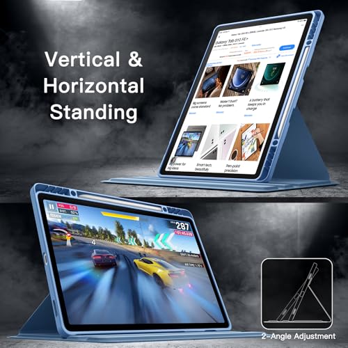 Image of JETech Rotating Cover Case for Samsung Galaxy Tab S10 FE Plus /S10 FE+ 13.1-Inch with S Pen Holder, 360 Degree Rotation Protective Stand Cover Clear Back, Auto Wake /Sleep (Blue)