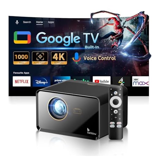 Bettdow Projetor 4k 1000 ANSI Full Hd 1080p, Sistema Google Tvintegrado, Netflix oficialmente licenciado, Retroprojetor Portatil WiFi 6 BT 5.0 AC1080 Bivolt Foco Automatico eKeystone Vertical de ±30°