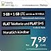 Produktbild handyvertrag.de LTE All 3 GB + 1 GB - monatlich kündbar (Flat Internet 4 GB LTE mit max. 50 MBit/s mit deaktivierbarer Datenautomatik, Flat Telefonie, Flat SMS und EU-Ausland, 7,99 Euro/Monat)