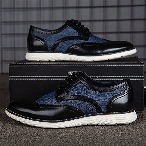 Jitai Men's Oxford Shoes,Dress Shoes Lace-Up Wingtip Brogue Shoe Mens Lightweight Fashion Shoes., Blue/12, 10 Us #TOP4