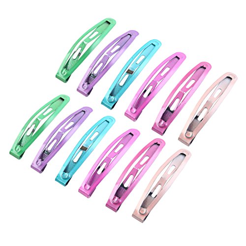12 Pcs 1.7" Metal 6 Colors Snap Bendy Hair Clips Bow Prongs for Girls