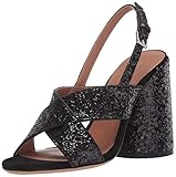 Emporio Armani Women's Metallic High Block Heel Heeled Sandal, Black, 38M Medium EU (8.5 US)