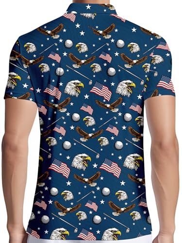 Image of PAGYMO Funny Golf Shirts for Men Crazy Printed Pattern Novelty Moisture Wicking Performance Mens Polo Shirt