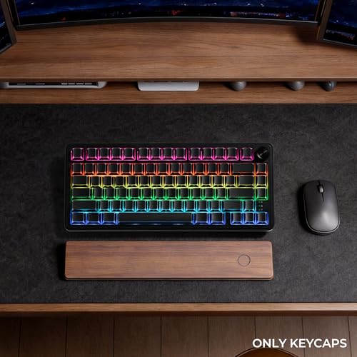 Image of GMKWTL XVX Black Shine Through Keycaps, PBT Keyboard Keycaps Cherry Profile, Custom Side Printed Keycap Sets Suitable for 60% 65% 75% 80% 100% Mechanical Keyboard