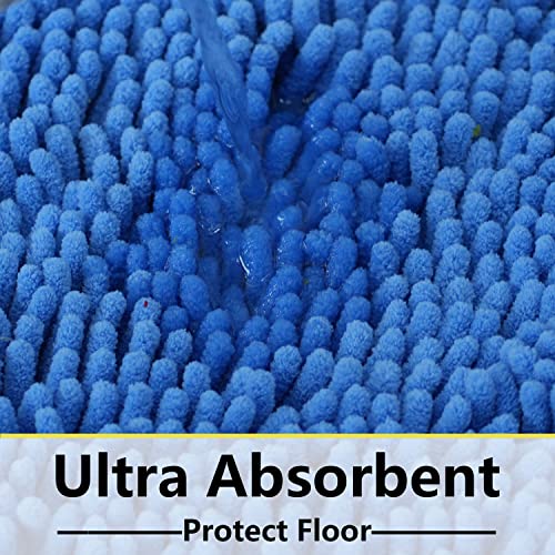Image of BOANKODU Bathroom Rugs Sets 2 Piece, Extra Soft Chenille Bath Mat Absorbent Bathroom Rug, Bathroom Mat with PVC Non-Slip Bottom, Machine Washable Bath Rugs (32x20 Inch + 24x16 Inch, Snow Cyan)