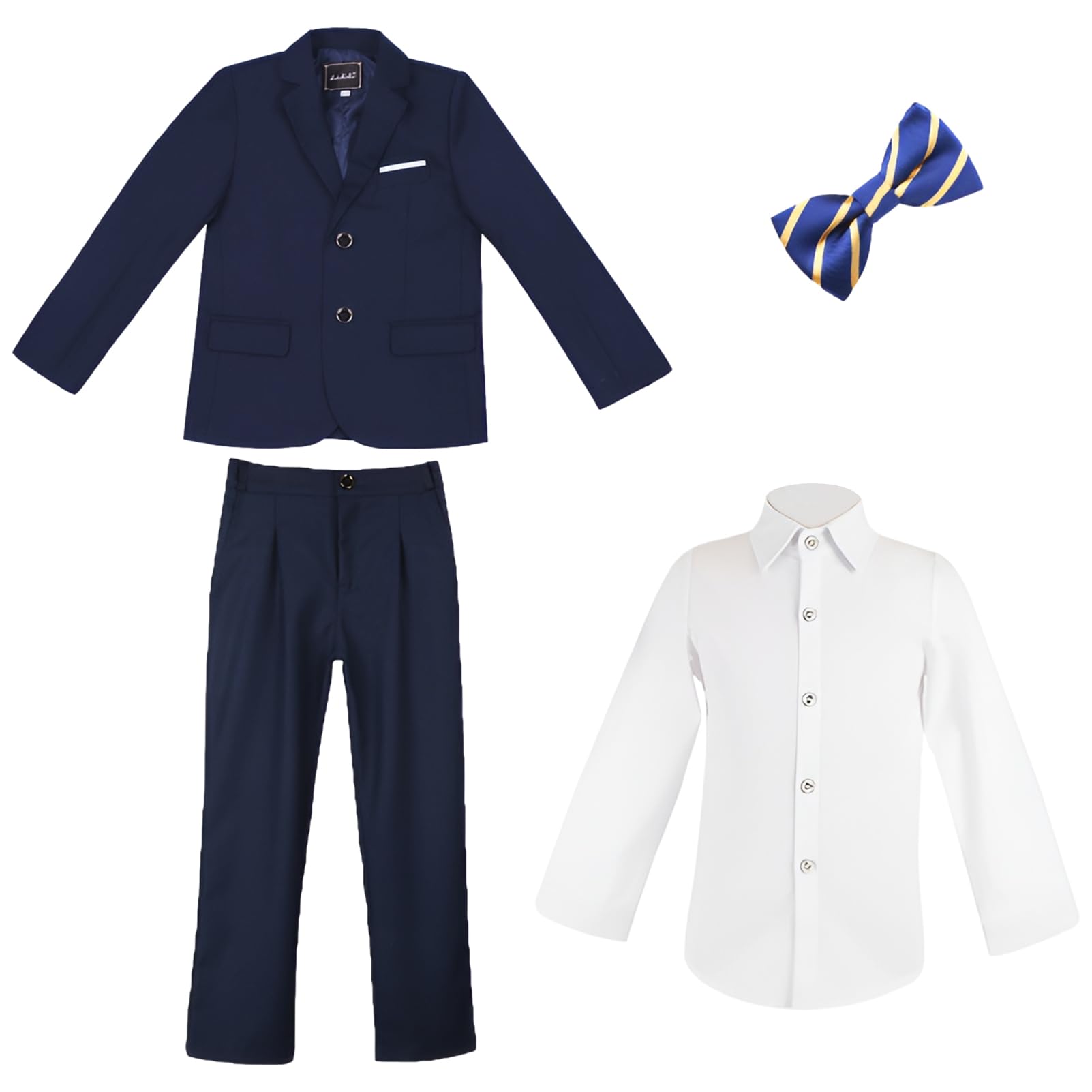 amropi Completo Elegante per Bambino Ragazzi Formale Set 4 Pezzi Blazer Giacca + Pantaloni + Camicia + Papillon Abito da Sposa da 1-13 Anni