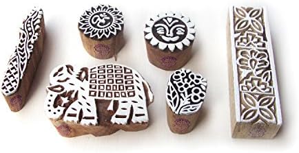 Royal Kraft Indian Paisley and Leaf Motif Wood Block Stamps (Set of 6)